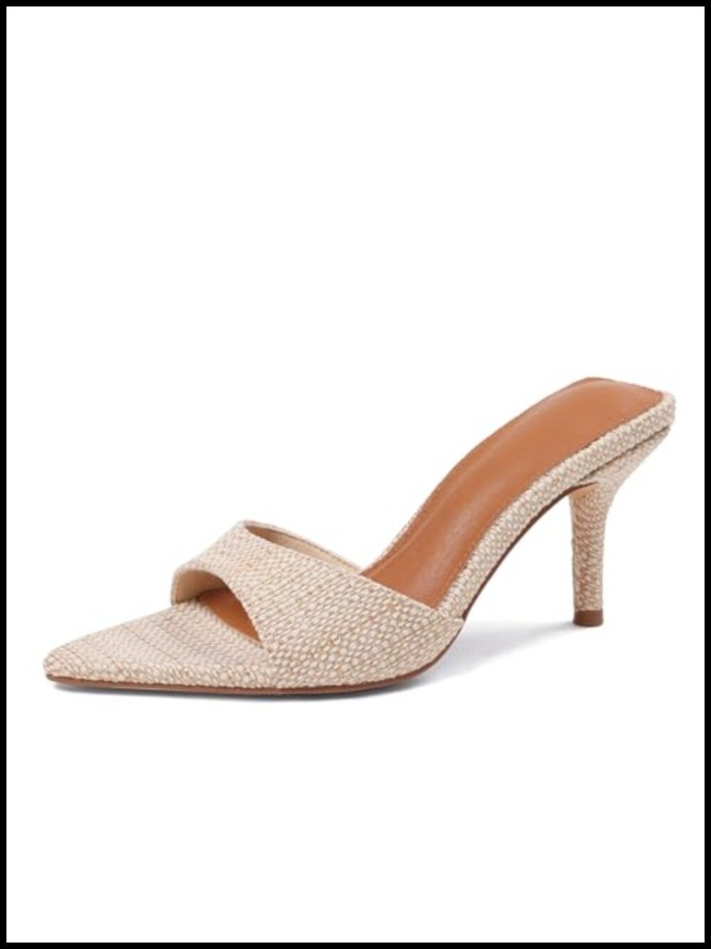 Women's Kitten Heels Mules Sandals Pointed Peep Toe Backless Slingback Slip On